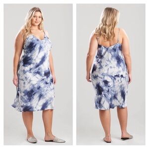 Natori Sora tie-dye satin midi slip dress